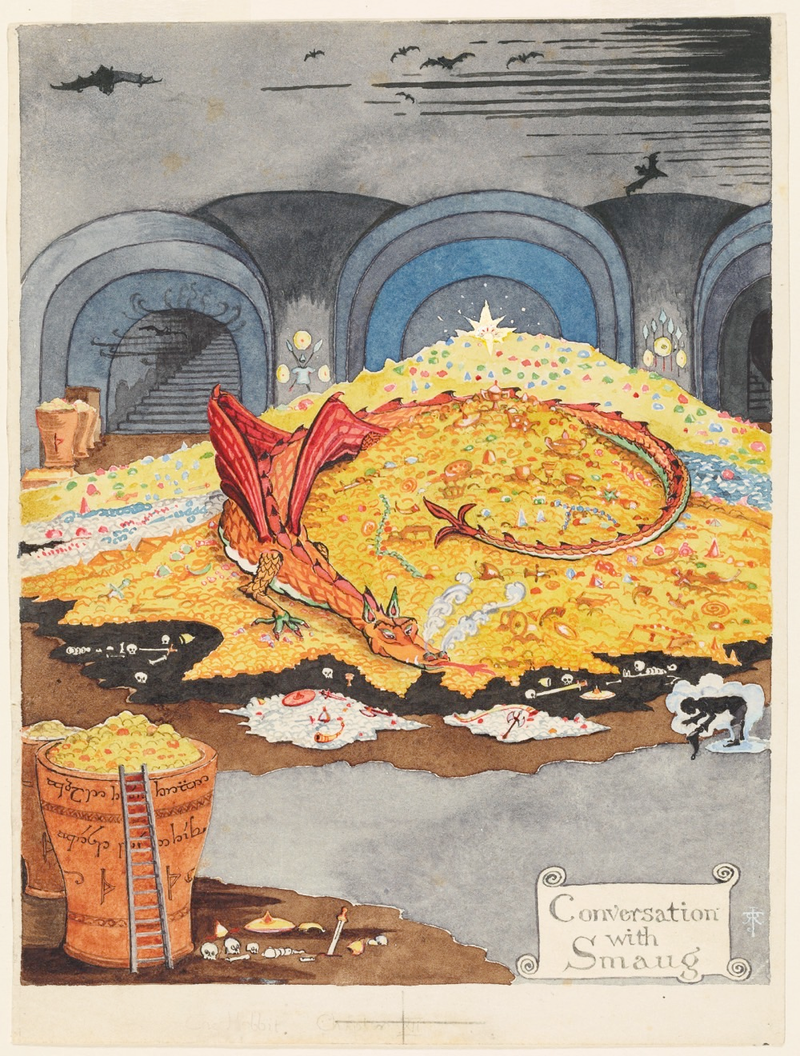 Conversation with Smaug, July 1937. Bodleian MS. Tolkien Drawings 30. © The Tolkien Estate Limited 1937